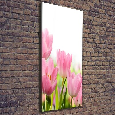 Wandbild vertikales Rosa Tulpen