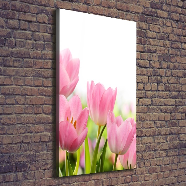 Wandbild vertikales Rosa Tulpen