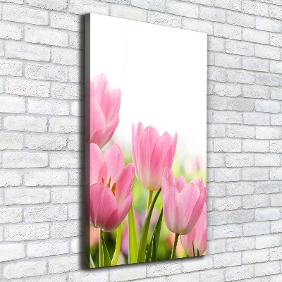 Wandbild vertikales Rosa Tulpen