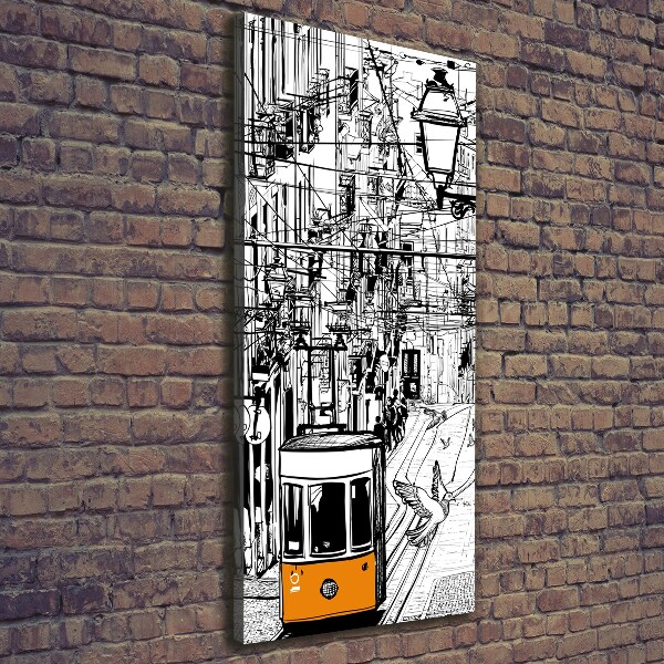 Wandbild vertikales Straßenbahn Lissabon