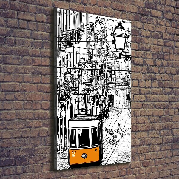 Wandbild vertikales Straßenbahn Lissabon