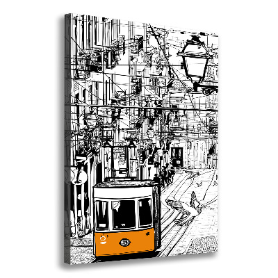 Wandbild vertikales Straßenbahn Lissabon