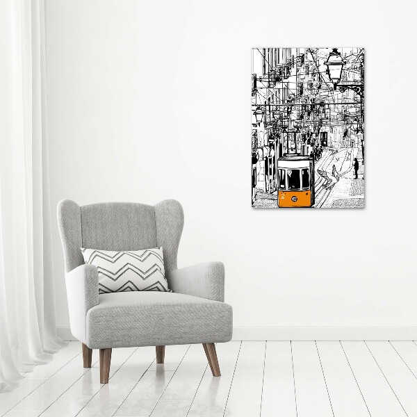 Wandbild vertikales Straßenbahn Lissabon