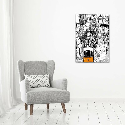 Wandbild vertikales Straßenbahn Lissabon