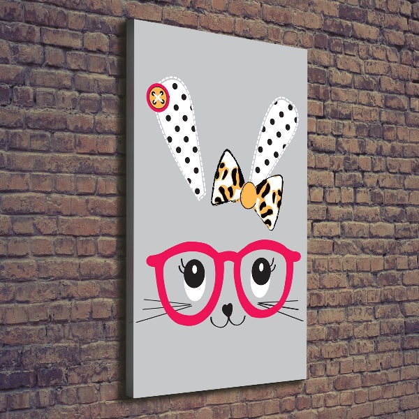 Foto auf leinwand vertikales Kaninchen mit Brille