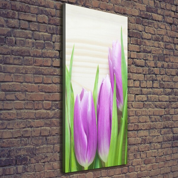 Foto auf leinwand vertikales Lila Tulpen