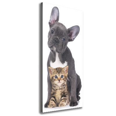 Foto auf leinwand vertikales Hund und Katze