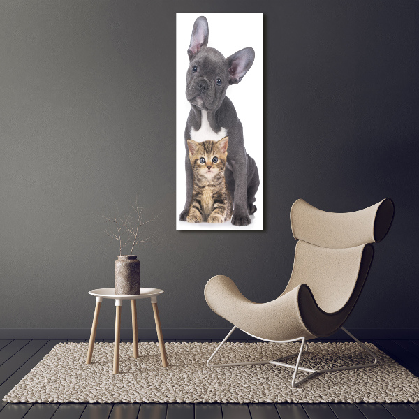 Foto auf leinwand vertikales Hund und Katze