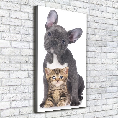 Foto auf leinwand vertikales Hund und Katze