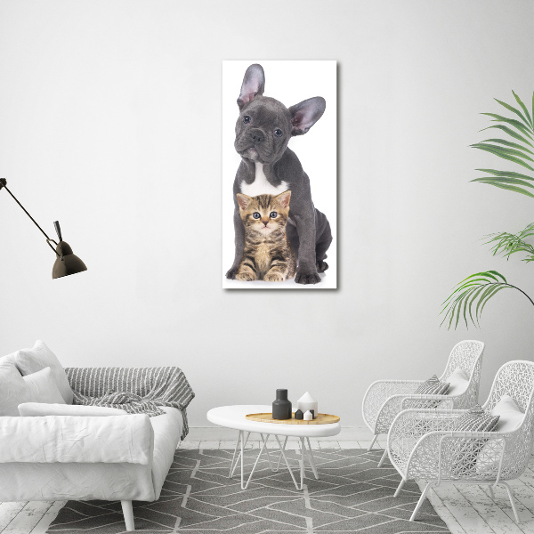 Foto auf leinwand vertikales Hund und Katze