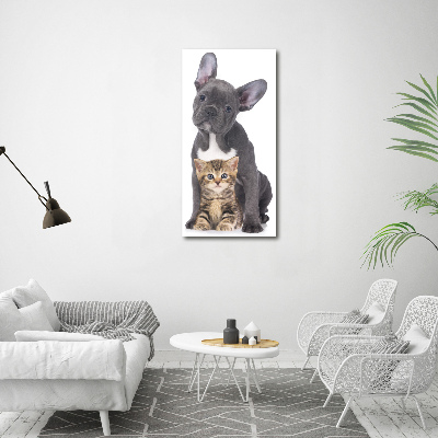 Foto auf leinwand vertikales Hund und Katze