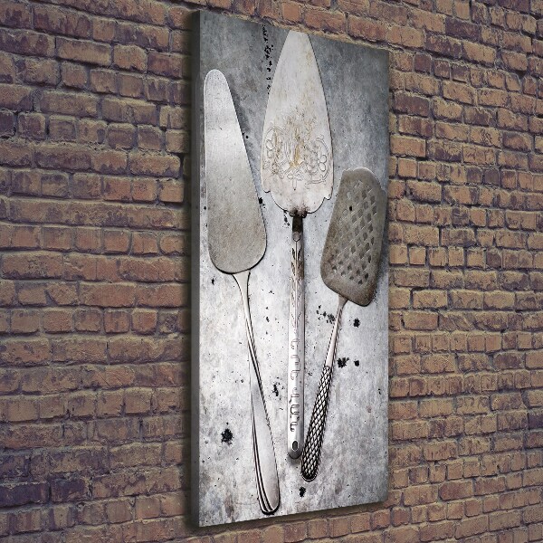 Foto auf leinwand vertikales Metallbesteck