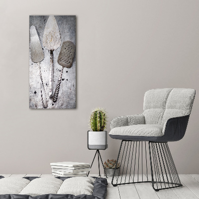Foto auf leinwand vertikales Metallbesteck