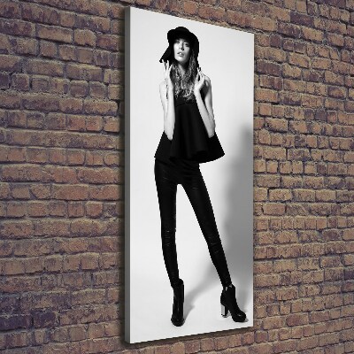Wandbild vertikales Frau in Schwarz