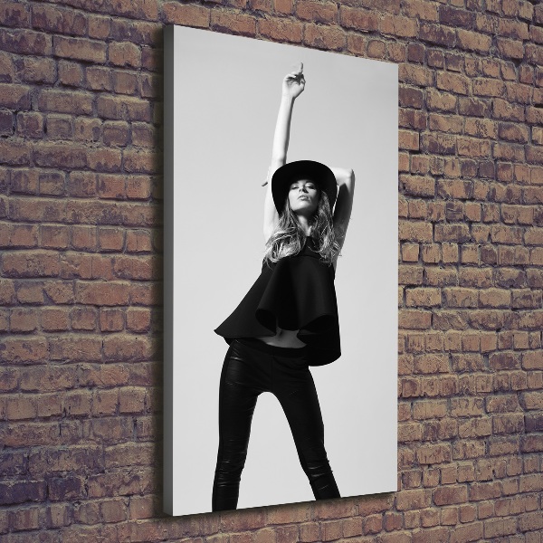 Foto leinwand vertikales Frau in Schwarz