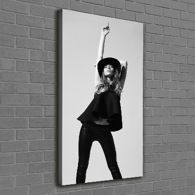 Foto leinwand vertikales Frau in Schwarz