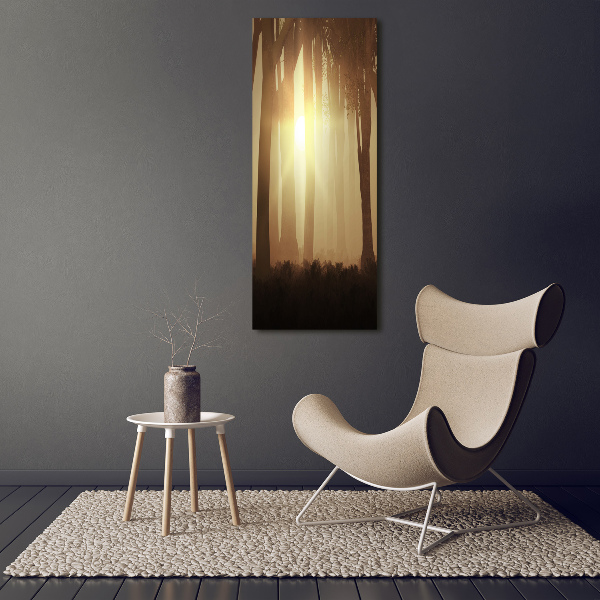 Foto leinwand vertikales Nebel im Wald