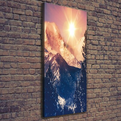 Foto auf leinwand vertikales Die Sonne über den Bergen