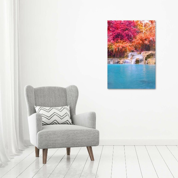 Foto auf leinwand vertikales Wasserfall im Wald