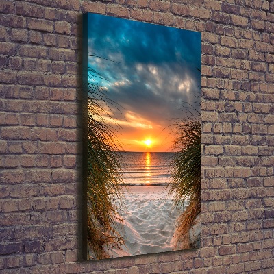 Wandbild vertikales Sonnenuntergang am Meer