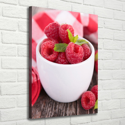 Wandbild vertikales Himbeeren in einer Tasse