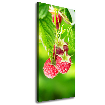 Wandbild vertikales Himbeeren am Strauch