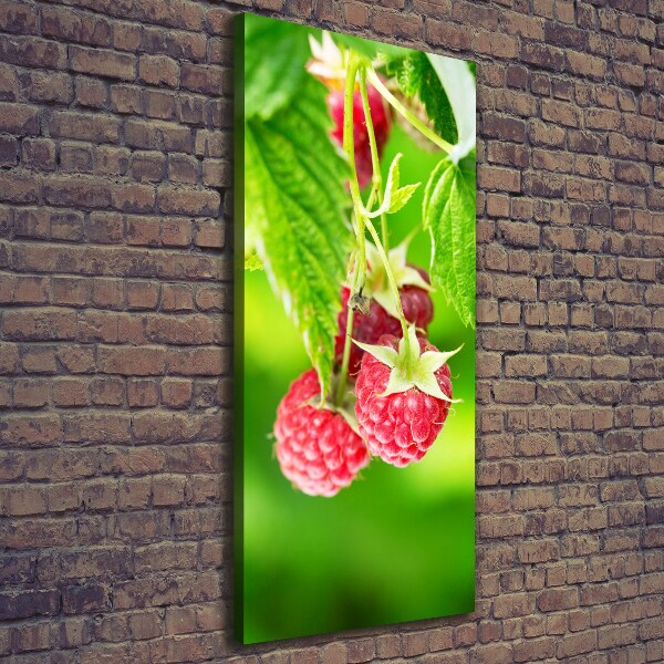 Wandbild vertikales Himbeeren am Strauch