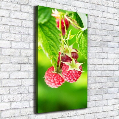 Wandbild vertikales Himbeeren am Strauch