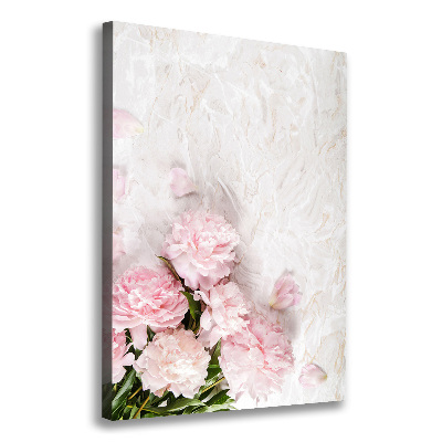 Foto auf leinwand vertikales Pfingstrosen Marmor