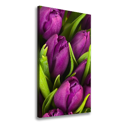 Wandbild vertikales Lila Tulpen