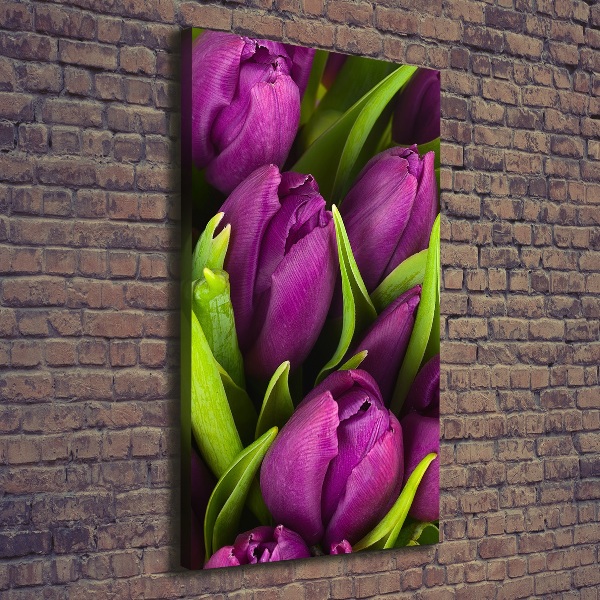 Wandbild vertikales Lila Tulpen