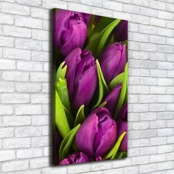 Wandbild vertikales Lila Tulpen