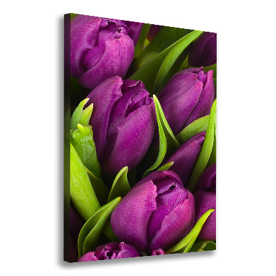 Wandbild vertikales Lila Tulpen
