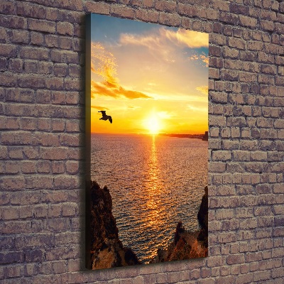 Wandbild vertikales Sonnenuntergang am Meer