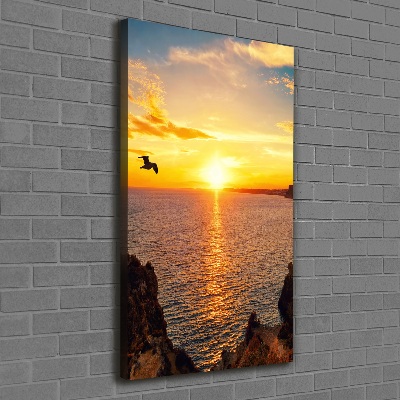 Wandbild vertikales Sonnenuntergang am Meer
