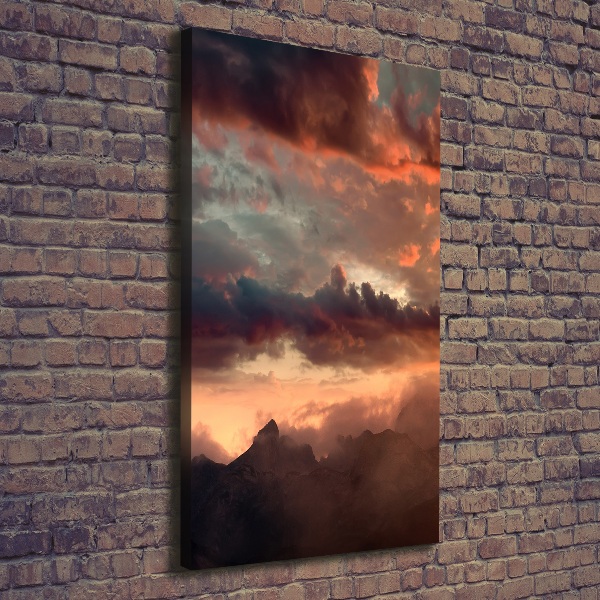 Foto leinwand vertikales Sonnenuntergang in den Bergen