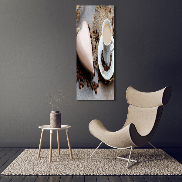 Wandbild vertikales Kaffee und Herz