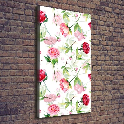 Foto auf leinwand vertikales Rosen und Pfingstrosen