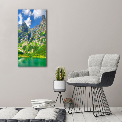 Foto leinwand vertikales See in den Bergen