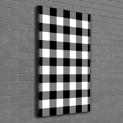 Wandbild vertikales Schwarz-weiß kariert