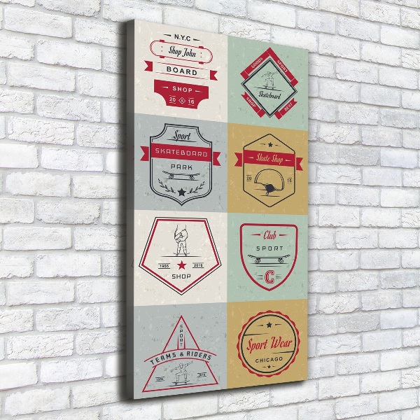 Wandbild vertikales Skateboard-Schilder