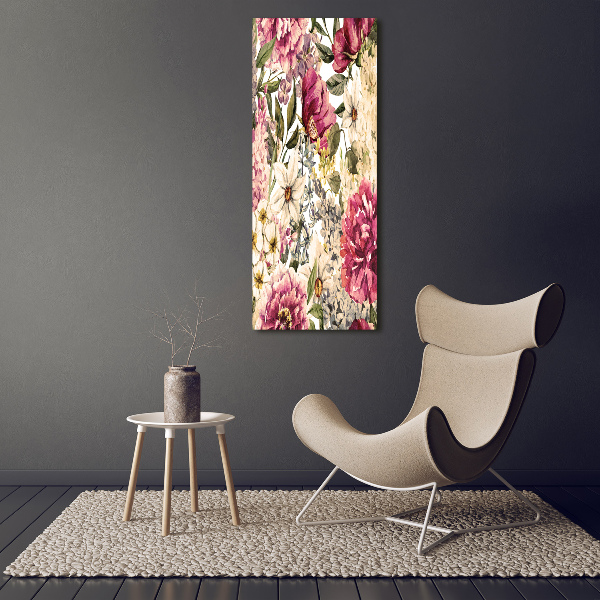 Wandbild vertikales Blumenmuster