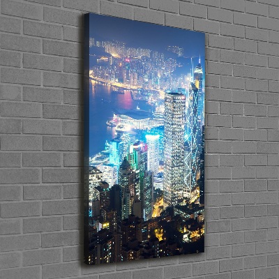 Wandbild vertikales Hongkong bei Nacht