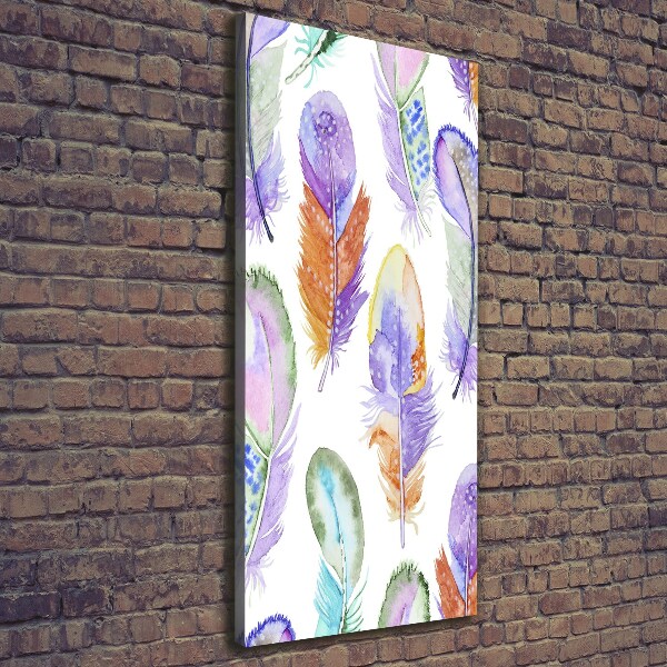 Wandbild vertikales Bunte Federn