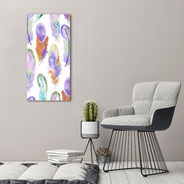 Wandbild vertikales Bunte Federn