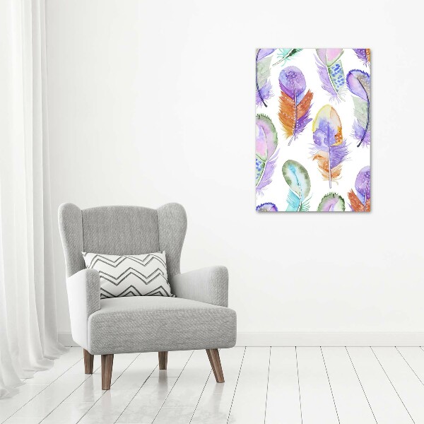 Wandbild vertikales Bunte Federn