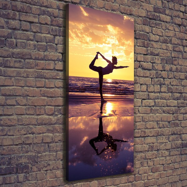 Wandbild vertikales Yoga am Strand