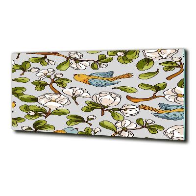 Bild auf glas Blumen und Vögel