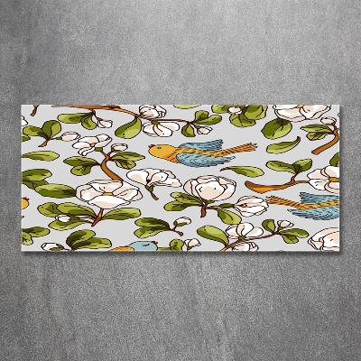 Bild auf glas Blumen und Vögel