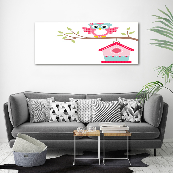 Glasbild Eule auf einem Ast